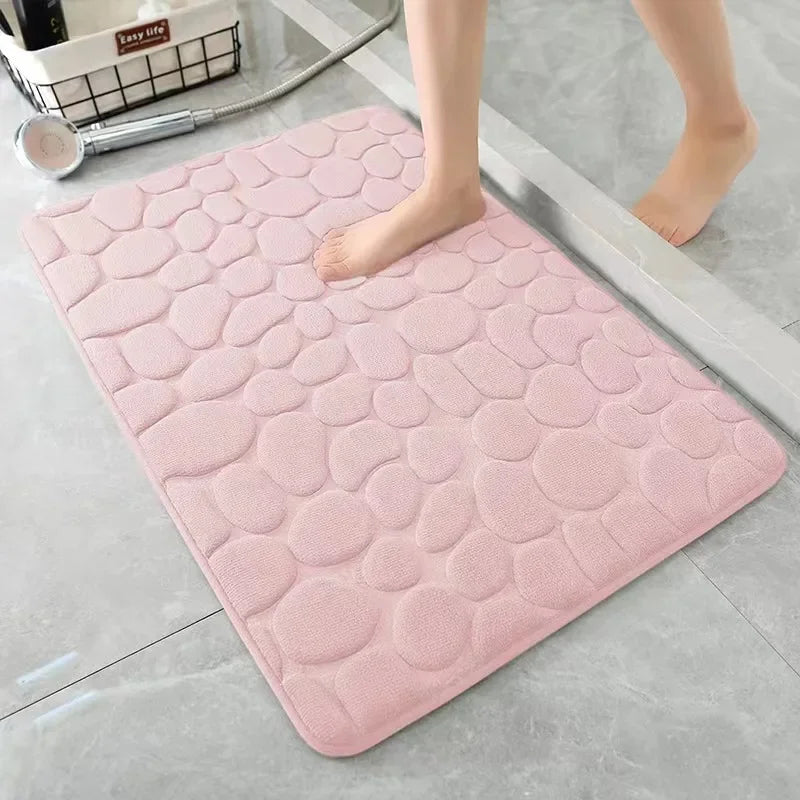 Mat Non Slip Carpets Cobblestone Embossed Bathroom Bath in Wash Basin Bathtub Side Floor Rug Shower Room Doormat Memory Foam 1Pc