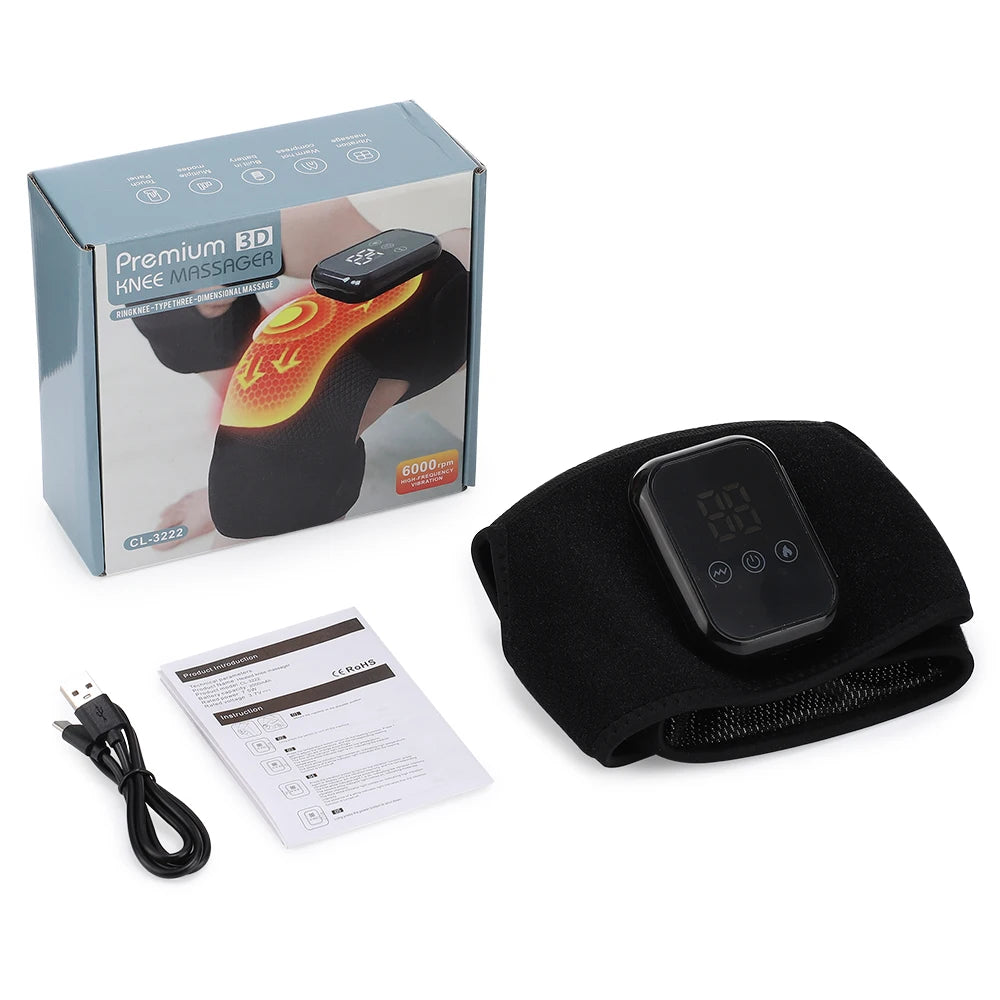 NEW Electric Heated Vibrate Knee Massage Pad 3In1 Massager Shoulder Elbow 3 Level Hot Compress Thermal Joint Brace Muscle Relax